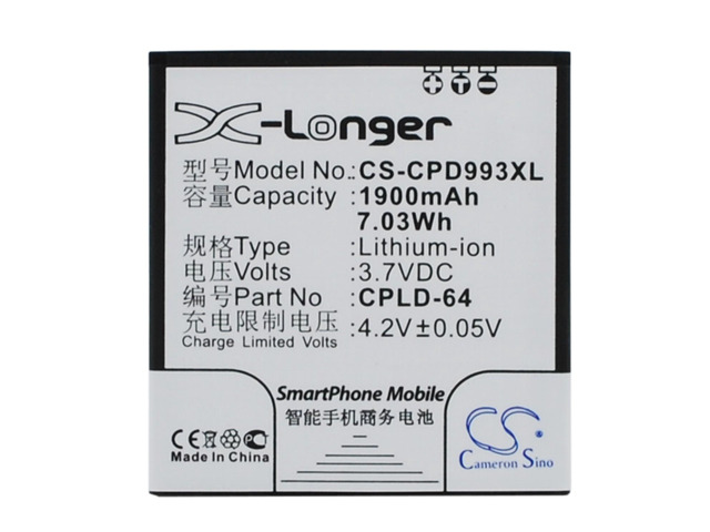 Battery for Coolpad 9930 W702 CPLD-64 Mobile SmartPhone CS-CPD993XL 3.7v 1900mAh