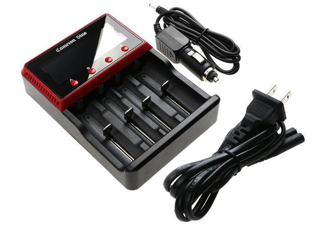 Battery Charger for 10440 18500 25500 26650 14650 AA AAA w/US Power Cable + Car