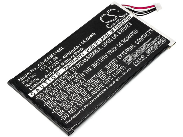 Battery for Kobo K080-KDN-B Vox D1-11-04 E-book E-reader CS-KBM114SL 4000mAh