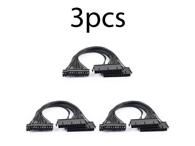 3 Pack 24Pin Dual PSU ATX Power supply adapter cable for Ether Mining 30cm QTY 3