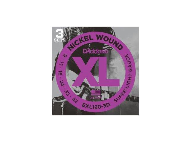 D'Addario EXL120 Electric Guitar Strings - Super Light - 3 Pack