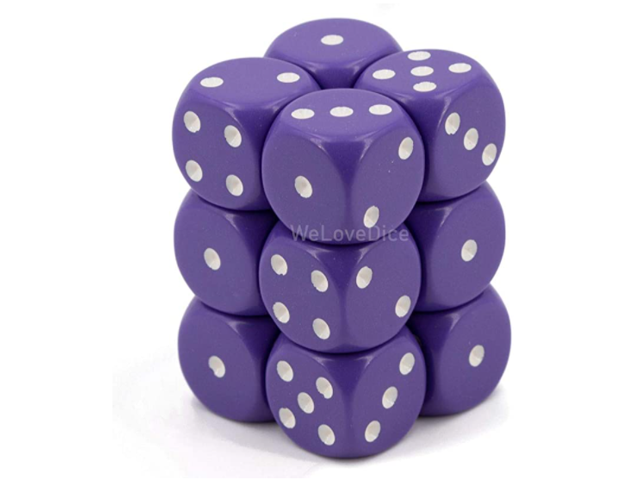 chessex chx25607 dice - opaque: 12d6 purple/white
