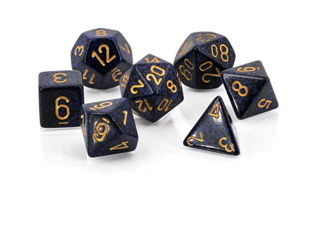 chessex chx25337 dice-speckled golden cobalt set