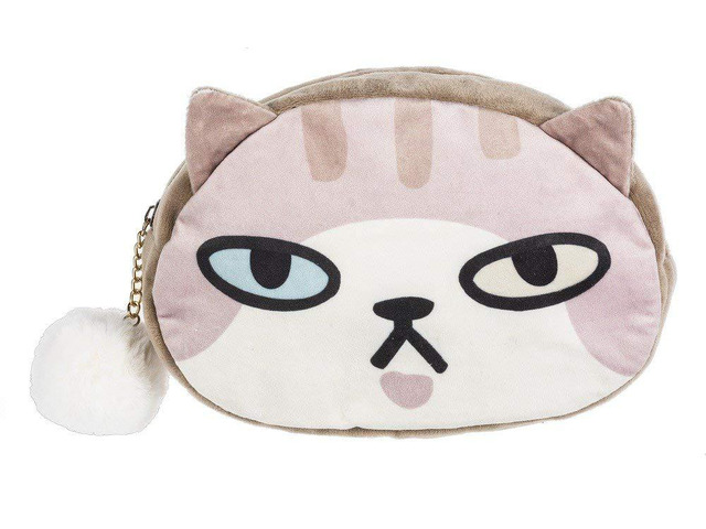 Ganz Pet Lovers Pom Pom Zipper Cosmetic Bag Case - Cat (Pink Cat)