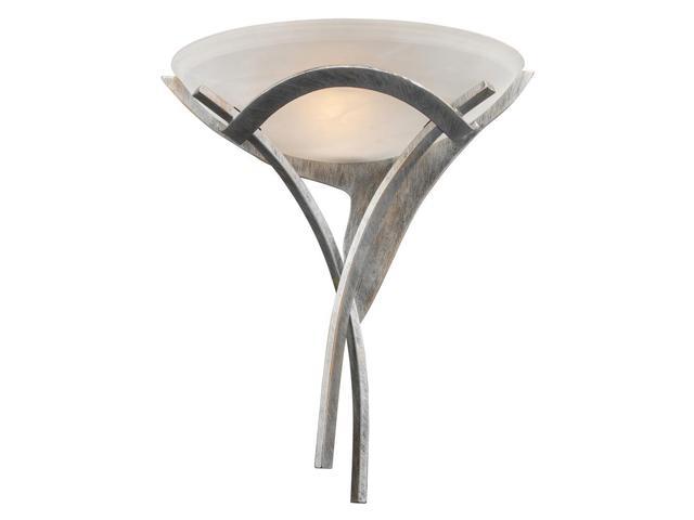 Photos - Chandelier / Lamp Aurora 1-Light Sconce In Tarnished Silver With White Faux-Alabaster Glass