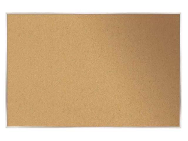 Ghent AK48 Aluminum-Frame Natural Corkboard - 96.5' x 48.5', Tan Surface - Satin Aluminum Frame