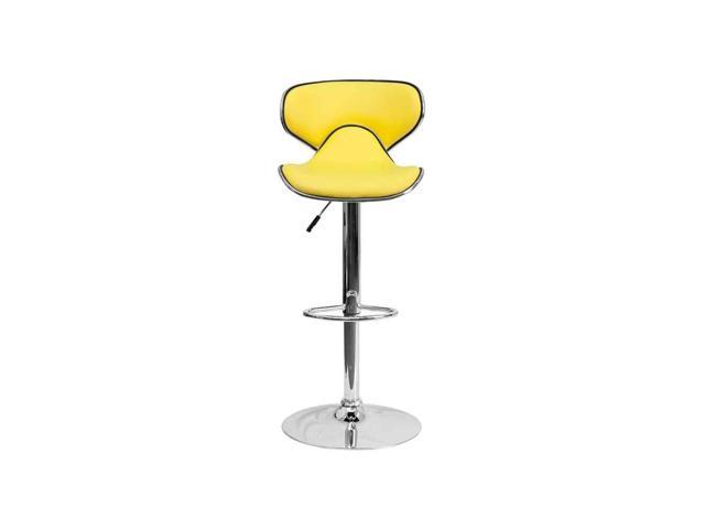 Photos - Chair Flash Furniture Contemporary Cozy Mid-Back Yellow Vinyl Adjustable Height Barstool with Ch 