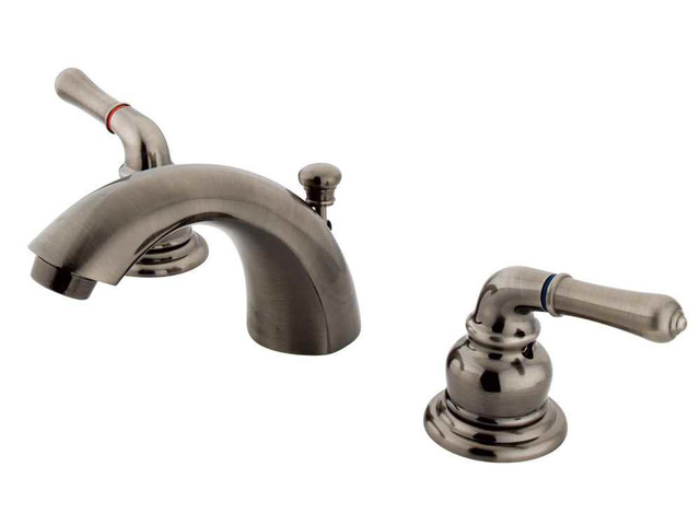4-8 MINI WIDESPREAD LAV FCT W/METAL LEVER HDL-Vintage Brass Finish