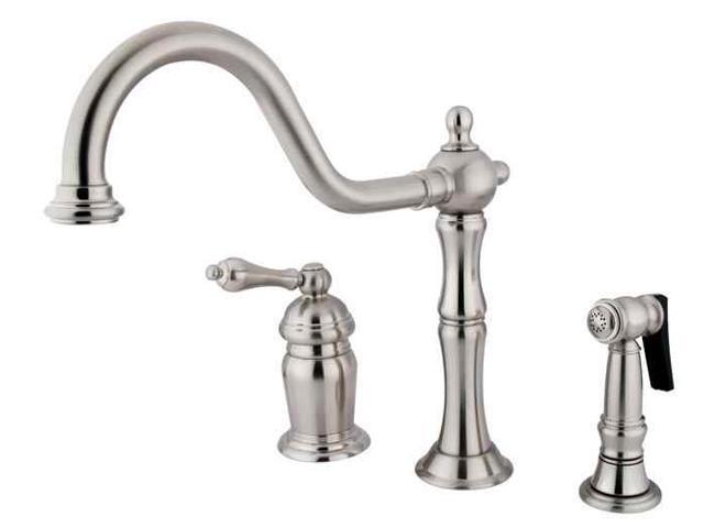 Kingston Brass KS181.ALBS Heritage Kitchen Faucet with Metal Lever Handle and Br, Satin Nickel