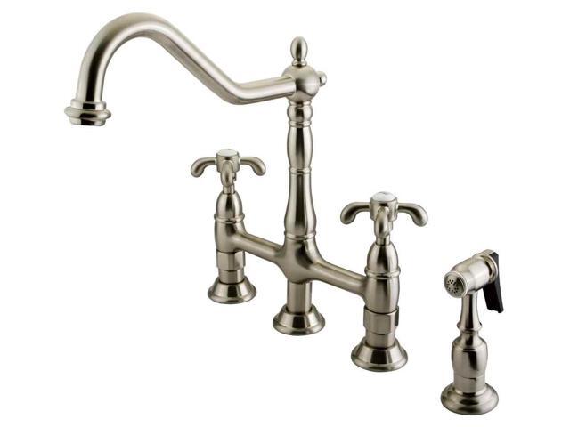Kingston Brass KS1278TXBS Double Handle 8' Centerset Kitchen Faucet with Brass S