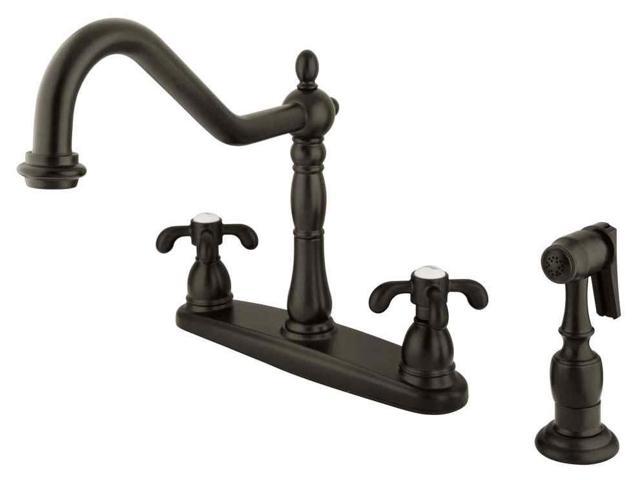 Photos - Tap Kingston Brass KB1755TXBS Double Handle 8' Centerset Kitchen Faucet with W 