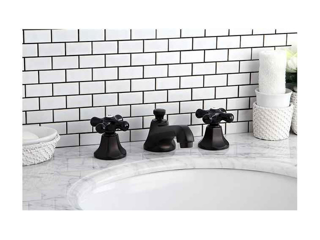 Kingston Brass KS4465PKX Metropolitan Onyx Widespread Lavatory Faucet With Black