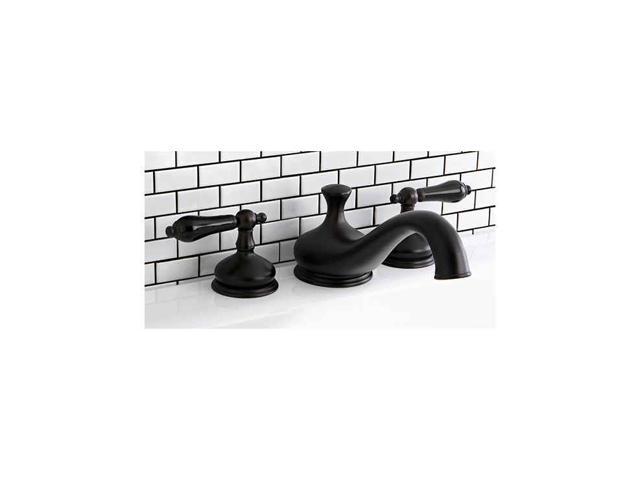Kingston Brass KS3335PKL Heritage Onyx Roman Tub Filler With Black Porcelain Lev