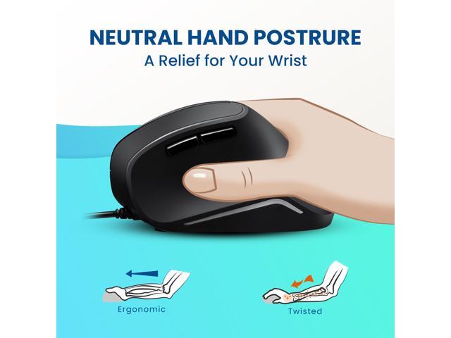 Perixx PERIMICE-515 Wired Ergonomic Vertical Mouse, 6 Button Optical Natural Ergo Mouse with 2 Level Switch 1000/1600, Right Handed