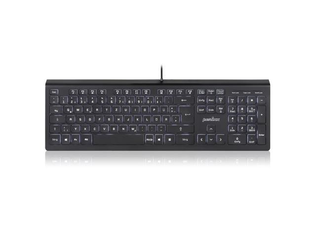 Perixx PERIBOARD-324 Wired Silent Backlit Keyboard with 2 Hubs, Scissor Key White Illuminated Keyboard, Black, Full US Layout