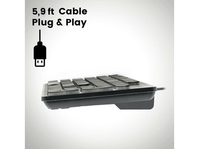 Perixx PERIBOARD-317 Wired Backlit USB Keyboard, Big Print Letter with White Illuminated LED, Standard Full Size Keyboard, Black, US Layout