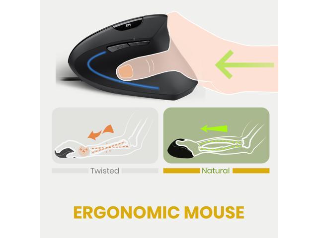 Perixx PERIMICE-513N Wired USB Ergonomic Vertical Mouse 1000/1600 DPI 6 Button Design