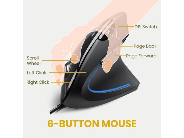 Perixx PERIMICE-513N Wired USB Ergonomic Vertical Mouse 1000/1600 DPI 6 Button Design