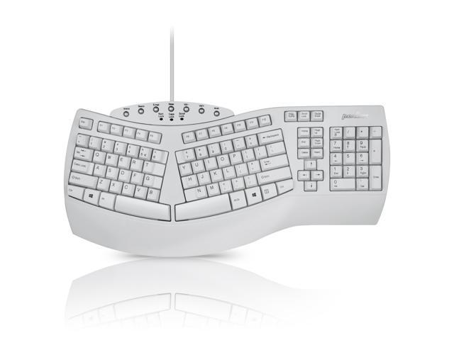 Perixx PERIBOARD-512 W - Wired Ergonomic Split Keyboard Multimedia Keys Integrated Wrist Rest, in White