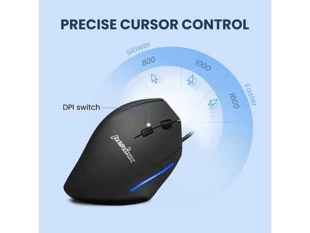 Perixx PERIMICE-508 Wired Programmable Vertical Ergonomic Mouse, Natural Vertical Mouse with 5 Programmable Buttons and 2 Level DPI, Right Handed