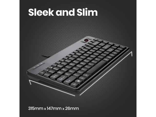 Perixx PERIBOARD-505H PLUS, Wired USB Trackball Keyboard - Built-in 2x USB 2.0 Hubs - Mini Design - Fit with Professional or Industrial Use - Built...