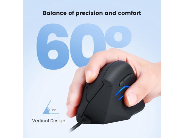 Perixx PERIMICE-508 Wired Programmable Vertical Ergonomic Mouse, Natural Vertical Mouse with 5 Programmable Buttons and 2 Level DPI, Right Handed