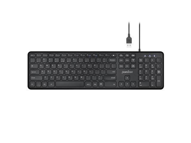 Perixx PERIBOARD-210 US Wired Full-Size USB Keyboard with Quiet Scissor Keys for Desktop, Laptop, and Tablet - Black - US English Layout