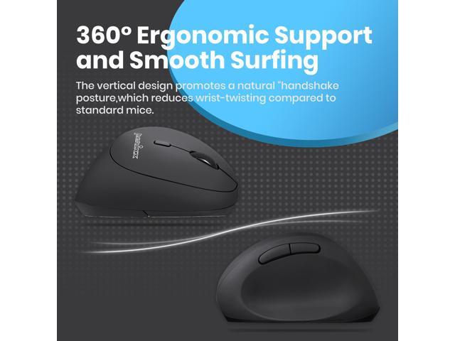 Perixx PERIMICE-719 Wireless 2.4GHz Ergonomic Small Vertical Optical Mouse - Portable Small Design - 3 Adjustable DPI(800/1200/1600) - Black -...