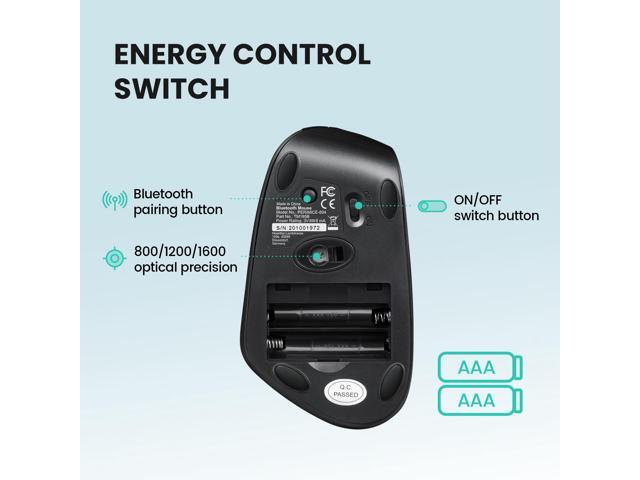 Perixx PERIMICE-804 Bluetooth Ergonomic Vertical Optical Mouse 800/1200/1600 DPI 6 Buttons Design