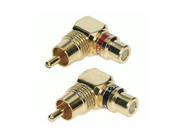 RAPTOR R5RCAMFR - RCA Barrel Connectors - Pro Series Gold Right Angle RCA Barrel Connector-M To F