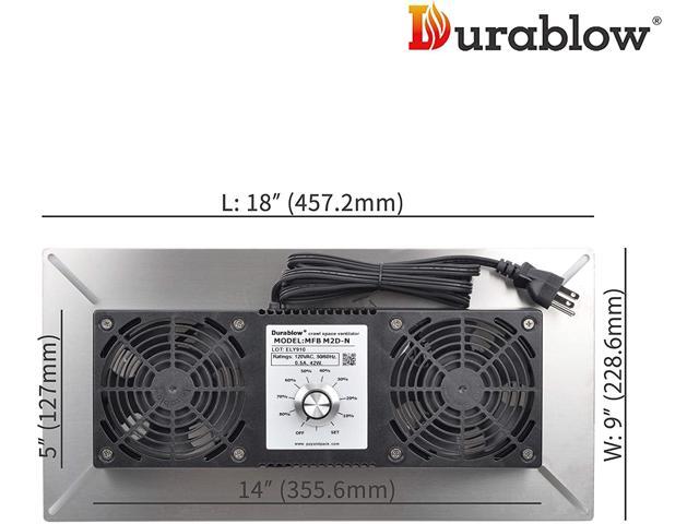 Durablow Air-In Stainless Steel Crawl Space Foundation Dual Fans Ventilator + Built-In Dehumidistat + Freeze Protection Thermostat + Radon...