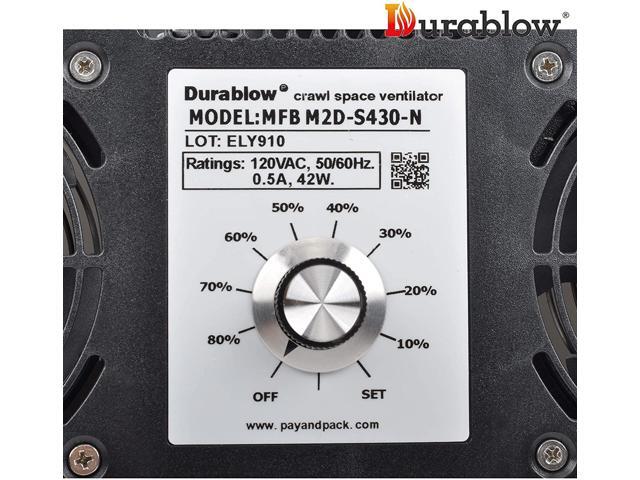Durablow Air-In Stainless Steel Crawl Space Foundation Dual Fans Ventilator + Built-In Dehumidistat + Freeze Protection Thermostat + Radon...