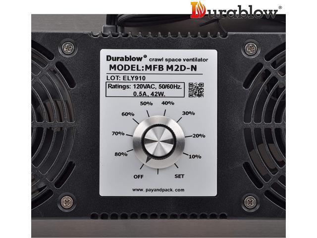 Durablow Air-In Stainless Steel Crawl Space Foundation Dual Fans Ventilator + Built-In Dehumidistat + Freeze Protection Thermostat + Radon...