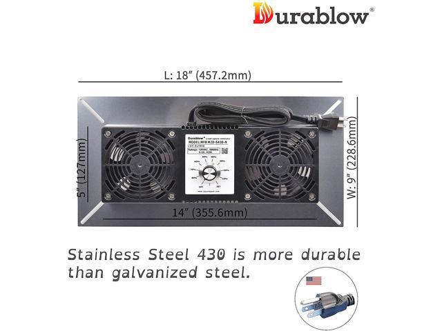 Durablow Air-In Stainless Steel Crawl Space Foundation Dual Fans Ventilator + Built-In Dehumidistat + Freeze Protection Thermostat + Radon...