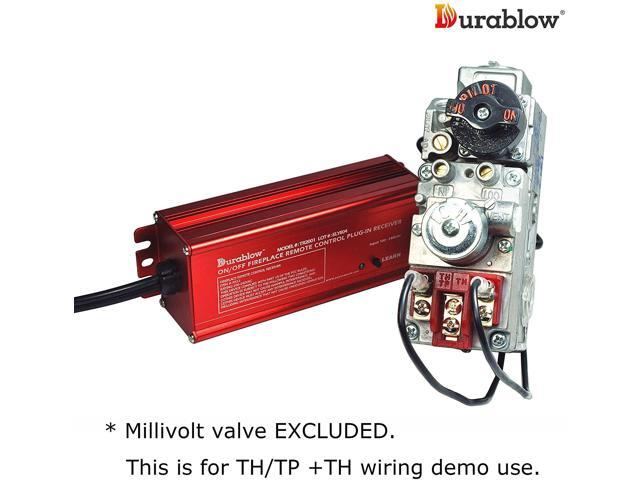 Durablow TR2001 Gas Fireplace On/Off Remote Control Kit for Millivolt Valve or Electronic Ignition Module (Input 100-240VAC)