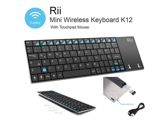 Rii K12 UltraSlim Wireless Keyboard Mouse Touchpad Metal Tablet/Phone (BLACK)