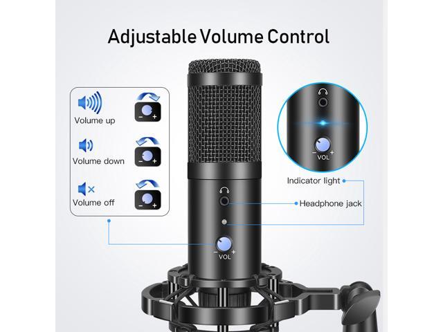 USB Condenser Microphone with Tripod Stand for Game Chat Skype YouTube Studio Audio Recording Laptop Mac Computer Windows