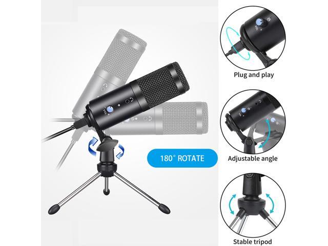USB Condenser Microphone with Tripod Stand for Game Chat Skype YouTube Studio Audio Recording Laptop Mac Computer Windows