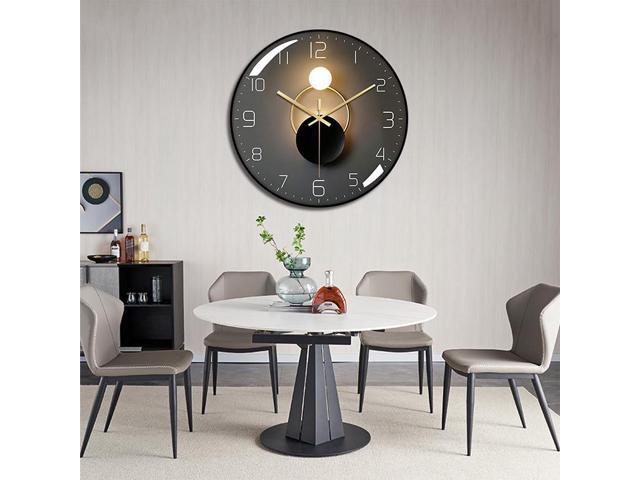 Nordic quartz wall clock silent ultrathin fashion PVC frame Tempered glass environment-friendly wooden backing Black