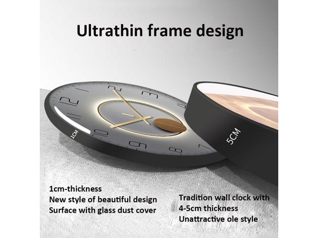 Nordic quartz wall clock silent ultrathin fashion PVC frame Tempered glass environment-friendly wooden backing White