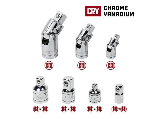 Powerbuilt 7 Piece Socket Adapter & Universal Joint Set - 640859