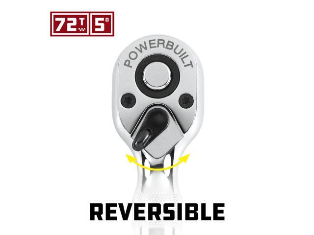 Powerbuilt 2 Piece Stubby Ratchet Handle Set, 72 Tooth, 1/4-Inch, 3/8-Inch Drive
