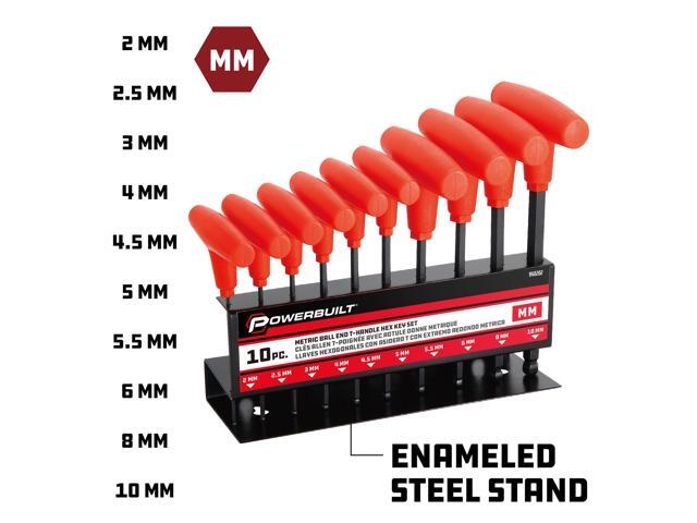 Powerbuilt 10 Piece Metric T-Handle Hex Key Set in Storage Rack - 940202