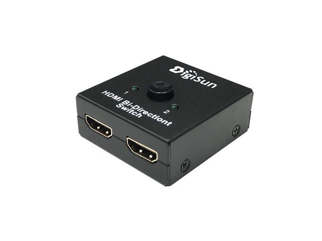 DigiSun VH121 HDMI 2 Ports Bi-Directional Switch, HDMI 1x2 or 2x1 switch to one throughout, Support UHD 4K2K/FHD 1080P