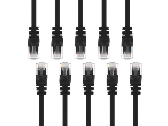 GearIt 10 Pack, Cat 6 Ethernet Cable Cat6 Snagless Patch 1 Foot - Computer LAN Network Cord, Black - Compatible with 10 Port Switch POE 10port Gigabit