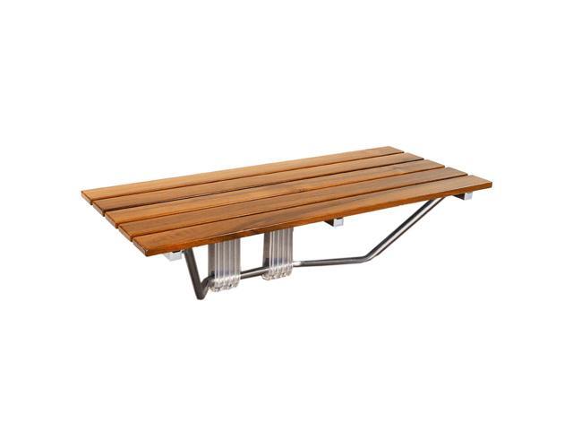 36' ADA Compliant Shower Seat Teak Wood Folding Bench Wall Mounted Coated Modern