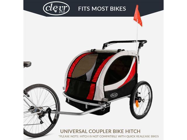 ClevrPlus Deluxe 3-in-1 Double Seat Bike Trailer Stroller Jogger, Red
