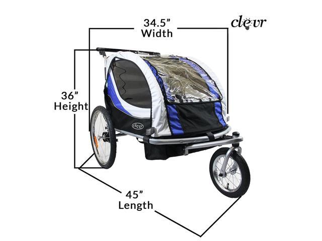 ClevrPlus Deluxe 3-in-1 Bike Trailer Stroller Jogger for Kids, Blue