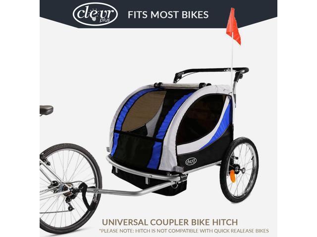 ClevrPlus Deluxe 3-in-1 Bike Trailer Stroller Jogger for Kids, Blue