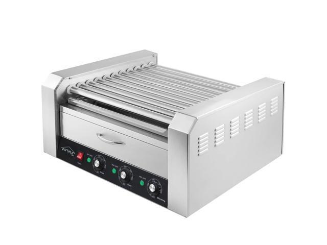 Commercial Hot Dog Machine 11 Roller and 30 Hotdog Grill Cooker with Bun Warmer
